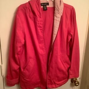 Denim & Co Pink Hooded Jacket Medium